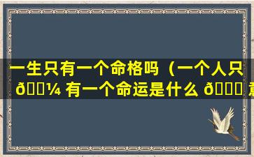 一生只有一个命格吗（一个人只 🌼 有一个命运是什么 🐘 意思）